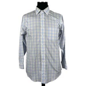 Brookes Brothers All Cotton Blue Plaid Long Sleeve Button Front Shirt - Men’s 16